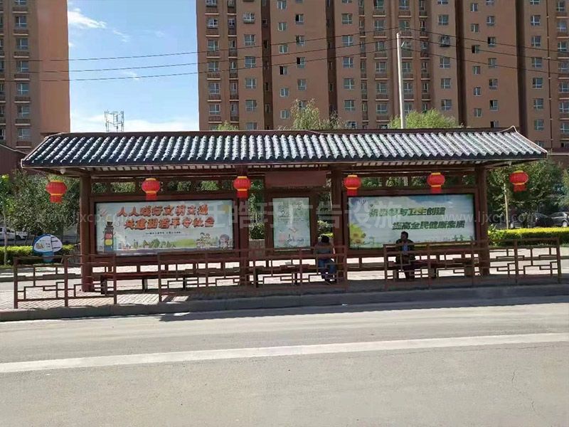 仿古候车亭厂家现场安装案例